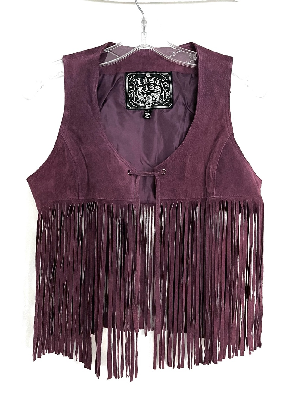 Gorgeous Plum color Suede Fringe Vest